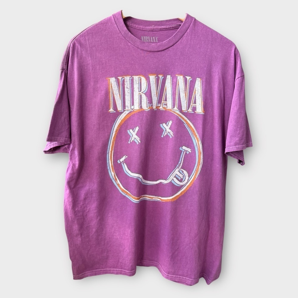Nirvana Smiley Face Graphic Tee – XL (BNWOT, Minor Flaws)